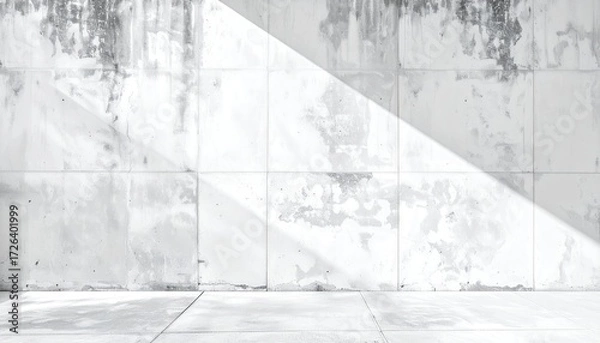 Fototapeta Light and shadow on a white tiled wall