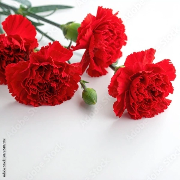 Fototapeta Close-up of vibrant red carnations