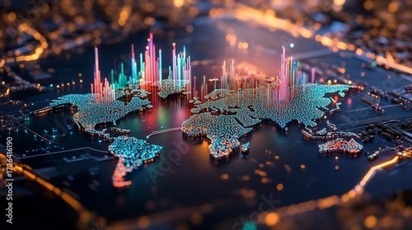 Fototapeta World Map Circuit