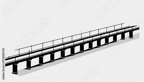 Obraz Minimalist black bridge design with railings on a neutral background  