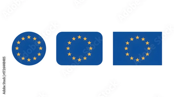 Fototapeta European Union flags in circle square and rectangular shapes for web design