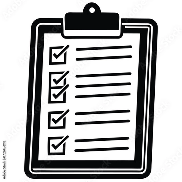 Fototapeta clipboard with checklist flat vector on white back.eps