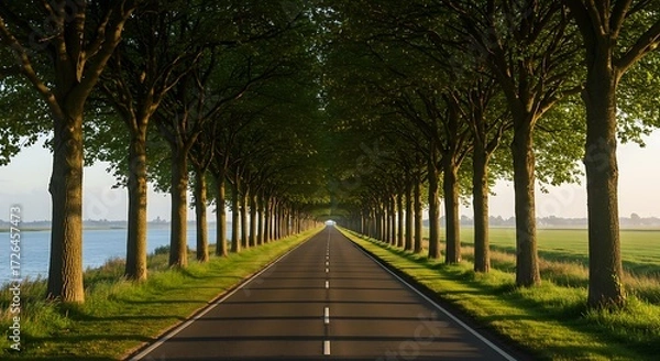 Obraz Scenic country road lined with trees