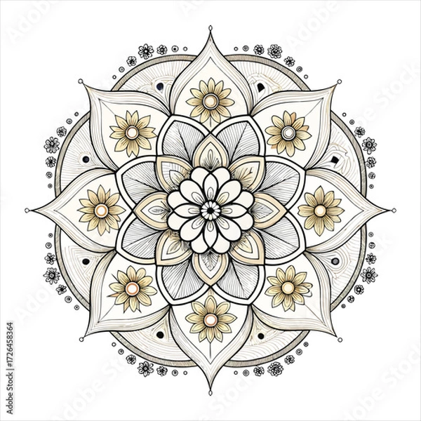 Fototapeta Intricate mandala design with floral and geometric patterns