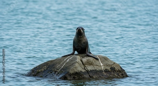 Obraz Seal on rock ocean