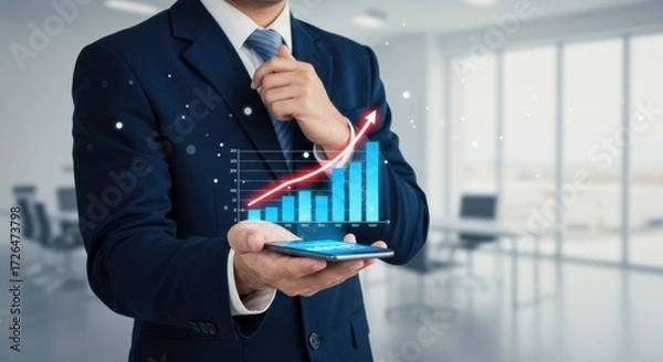 Obraz Business growth analysis modern office infographic professional environment data visualization