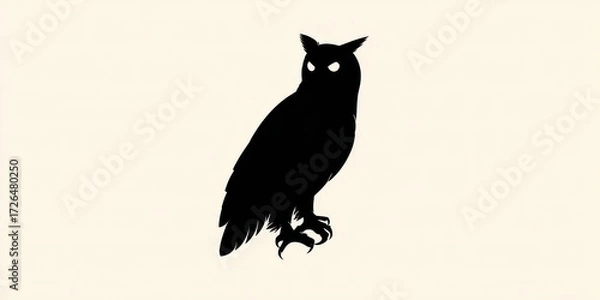 Fototapeta A striking silhouette of an owl perched, symbolizing wisdom and mystery in nature.