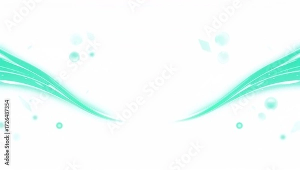 Obraz abstract teal background with curved lines and bubbles on white