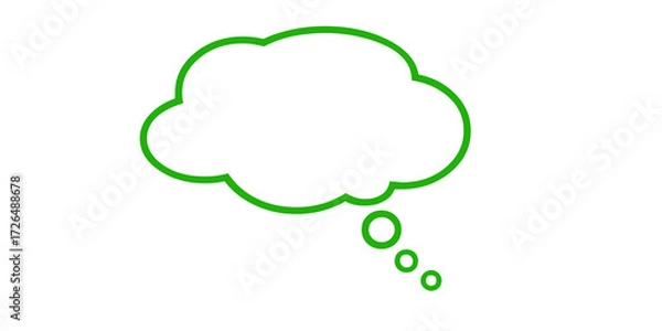 Fototapeta Green Outline Thought Bubble with Dots on White Background speech bubble thinking isolated on a transparent background