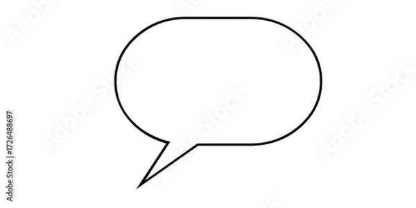 Fototapeta Oval Speech Bubble Outline with Tail Pointing Left on White Background talk bubble chat bubble isolated on a transparent background