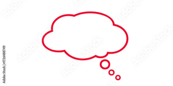 Fototapeta Red Thought Bubble Outline with Speech Bubbles on White Background red outline empty isolated on a transparent background