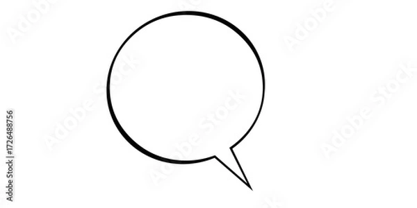Fototapeta Simple Black Outline Circle Speech Bubble with Tail on White Background talk bubble chat bubble isolated on a transparent background