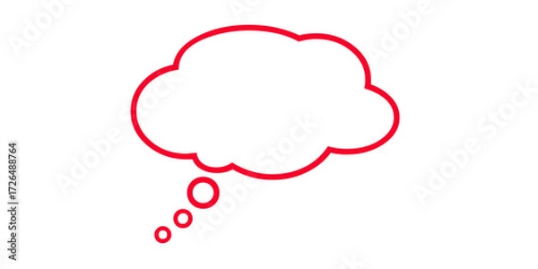Fototapeta Red Thought Bubble Outline with Speech Bubbles on White Background red outline empty isolated on a transparent background