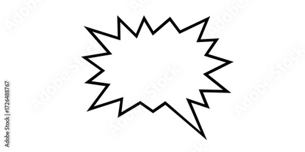 Fototapeta Sharp starburst speech bubble with a pointed tail on a white background jagged explosion isolated on a transparent background