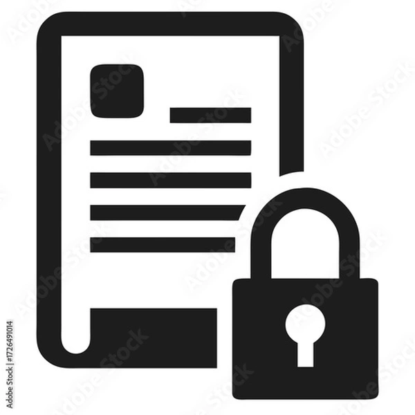 Fototapeta Document with lock icon outline paper security futuristic silhouette vector transparent icon