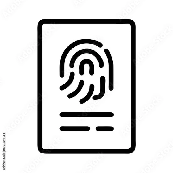 Fototapeta Fingerprint Icon On A Rectangular Card thumbprint scan futuristic silhouette vector transparent icon