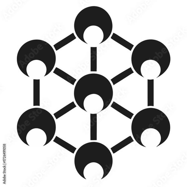Fototapeta Geometric Molecule Structure Icon With Central Sphere futuristic silhouette vector transparent icon