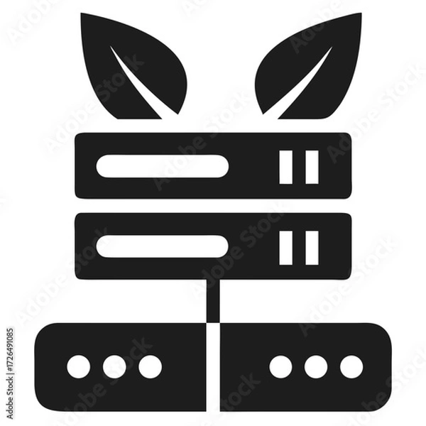 Fototapeta Green Server Icon With Leaves On White Background futuristic silhouette vector transparent icon