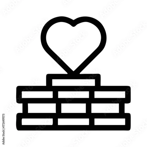 Fototapeta Heart on Stack of Books Icon on White Background coin futuristic silhouette vector transparent icon