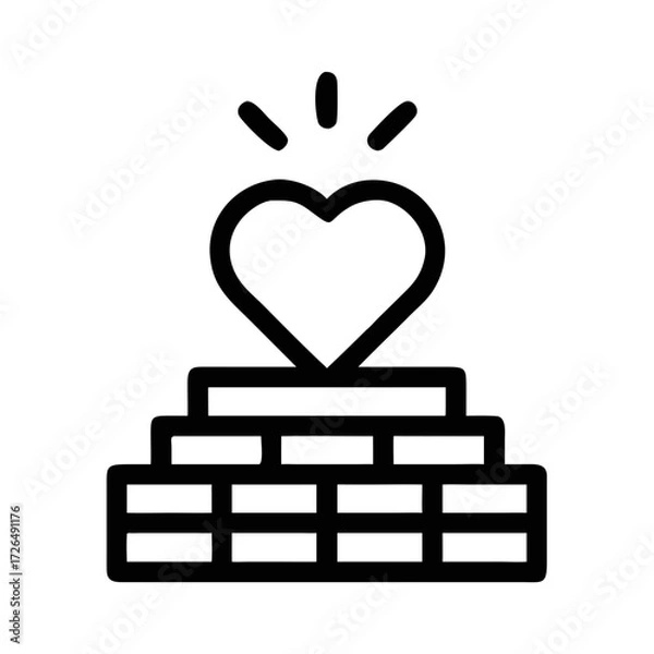 Fototapeta Heart on Stack of Bricks Icon on White Background futuristic silhouette vector transparent icon