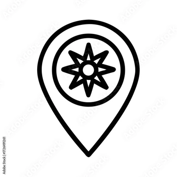 Fototapeta Location Pin Icon With Compass Rose Symbol Inside futuristic silhouette vector transparent icon