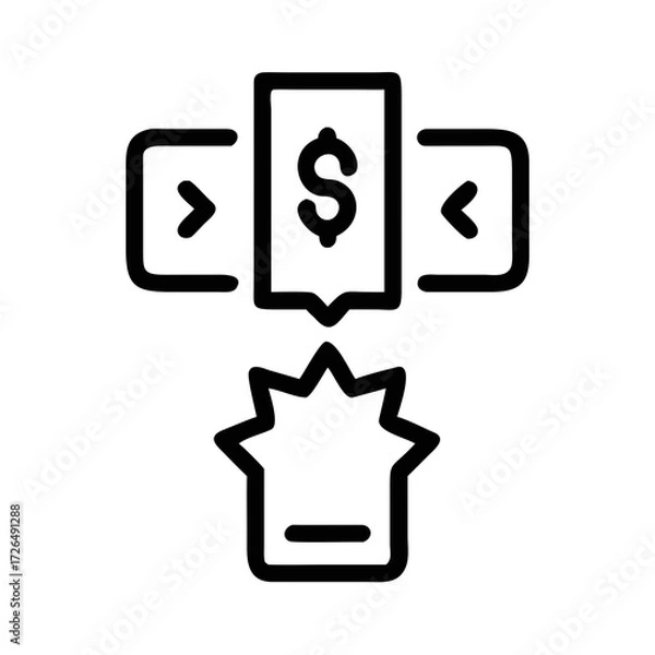 Fototapeta Mobile Payment Transaction Icon with Dollar Sign money futuristic silhouette vector transparent icon