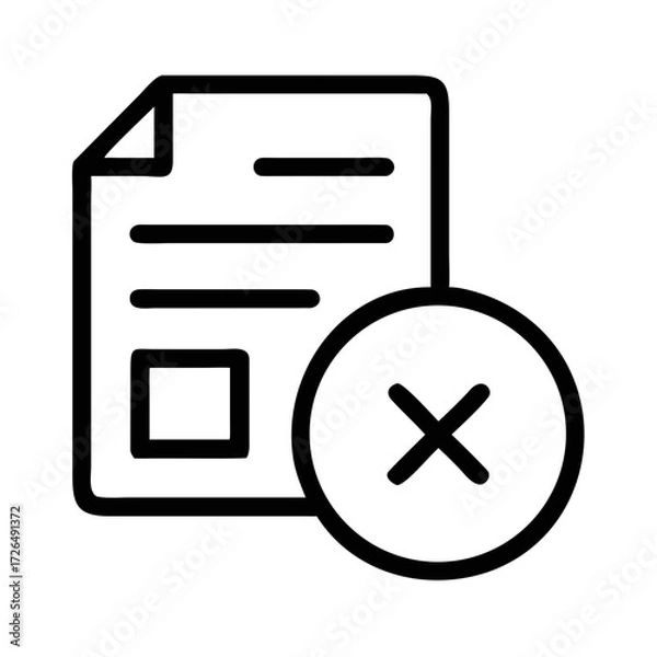 Fototapeta Outline icon of a document with a cross symbol inside futuristic silhouette vector transparent icon