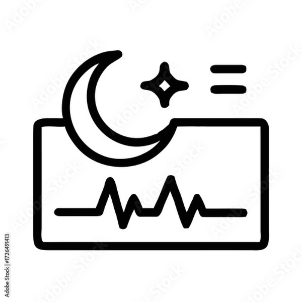 Fototapeta Outline Icon of a Heartbeat Line with Moon and Star futuristic silhouette vector transparent icon