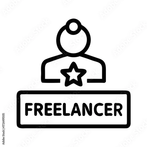 Fototapeta Outline Icon of a Person with a Star and the Word futuristic silhouette vector transparent icon