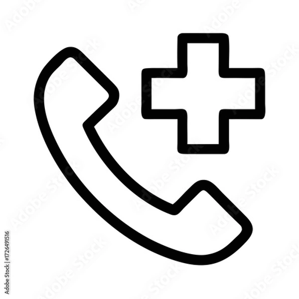 Fototapeta Outline icon of a telephone receiver with a plus sign futuristic silhouette vector transparent icon