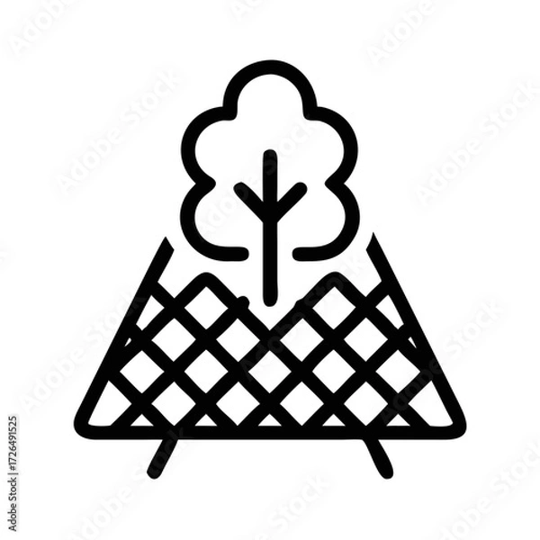 Fototapeta Outline icon of a tree on a grid representing a futuristic silhouette vector transparent icon