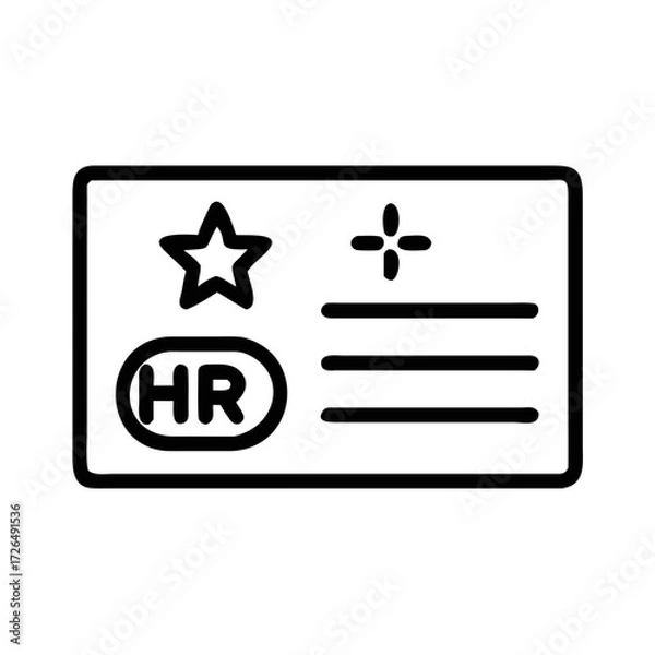 Fototapeta Outline icon of an HR identification badge with star futuristic silhouette vector transparent icon