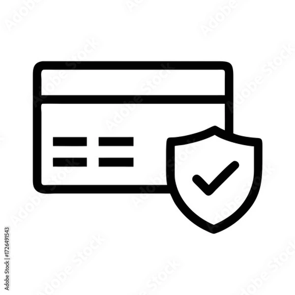 Fototapeta Outline Icon of Credit Card with Security Shield futuristic silhouette vector transparent icon