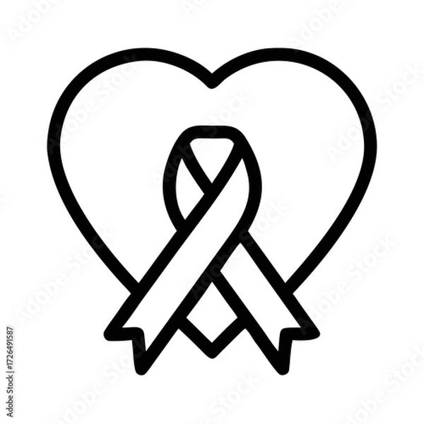 Fototapeta Outline of a heart with a ribbon symbol inside line futuristic silhouette vector transparent icon