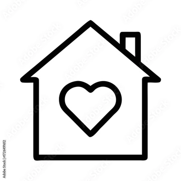 Fototapeta Outline of a house with a heart symbol inside home futuristic silhouette vector transparent icon