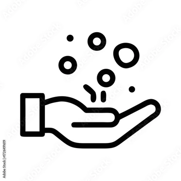 Fototapeta Outline of a hand with falling circles representing futuristic silhouette vector transparent icon