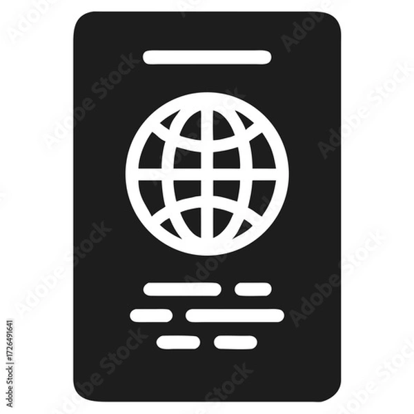 Fototapeta Passport Icon With Globe Symbol And Text Lines travel futuristic silhouette vector transparent icon