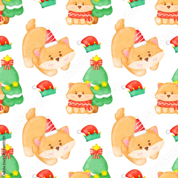 Fototapeta Christmas seamless pattern
