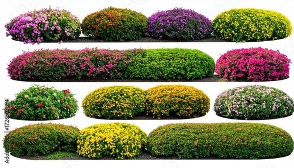 Fototapeta Colorful flower bushes in rows