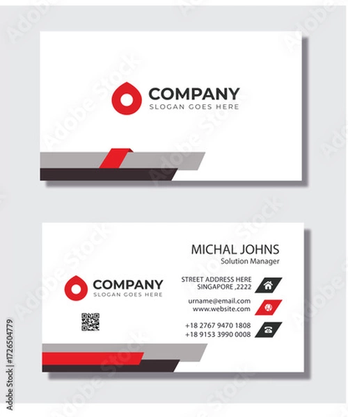 Fototapeta Modern creative business card and name card horizontal simple clean template vector design