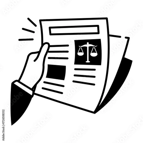 Obraz A doodle style icon showing legal agreement
