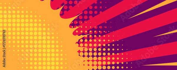 Fototapeta Colorful comic abstract vector background with dots and grid pattern