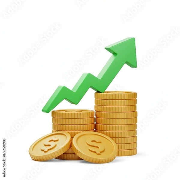 Fototapeta Financial Growth: A visual depiction of financial growth, illustrated by stacks of coins, symbolizes the upward trajectory of financial progress.