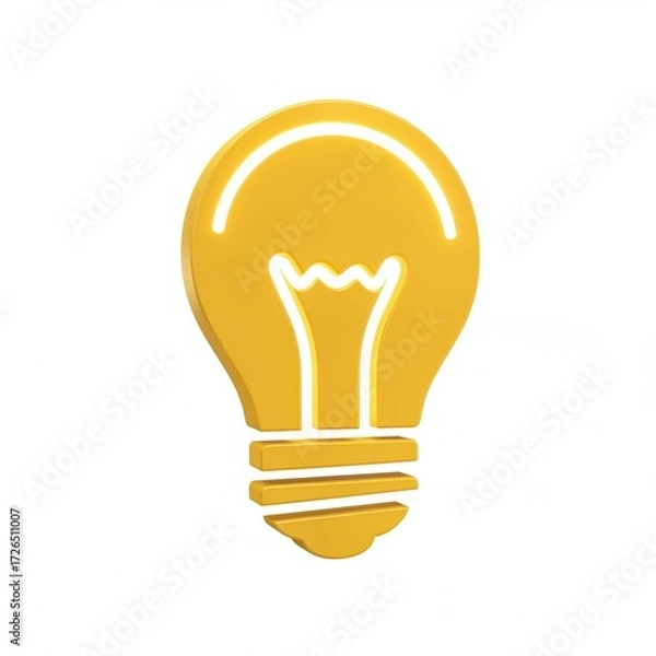 Fototapeta Illumination Spark: An abstract depiction of an incandescent light bulb, rendered in a vibrant yellow hue, symbolizing the birth of innovative ideas, creativity, and the light of a new concept. 