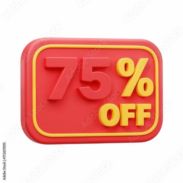 Fototapeta 75% Off: A vibrant, eye-catching sign displays a bold 75% OFF, inviting customers to seize a significant discount and embrace exceptional value in a clean and modern graphic.