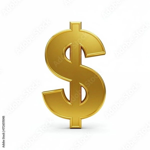 Fototapeta Golden Dollar Symbol: A gleaming golden dollar symbol, representing financial prosperity and economic value, stands as a captivating emblem of wealth and monetary significance.