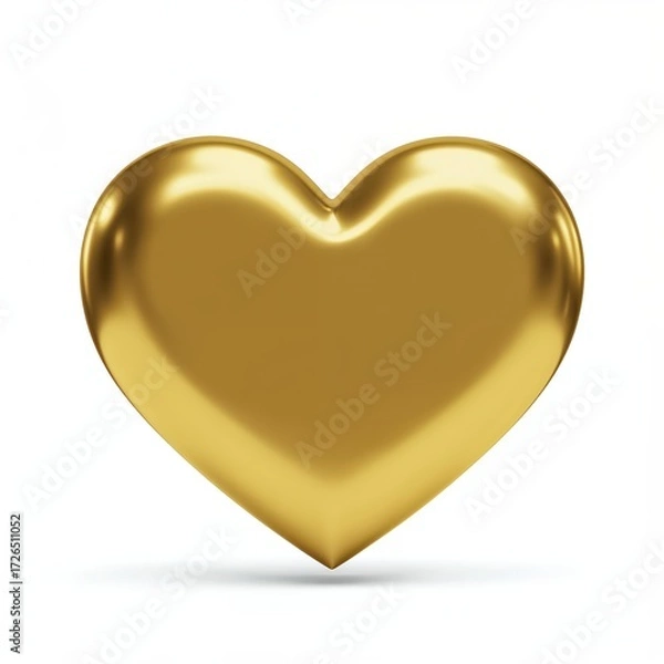 Fototapeta Golden Heart of Affection: A gleaming, golden heart symbol, radiant with love and representing the preciousness of affection, floats in space.