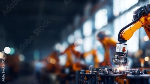 Fototapeta Advanced Robotic Arm in Manufacturing Facility for Precision Tasks