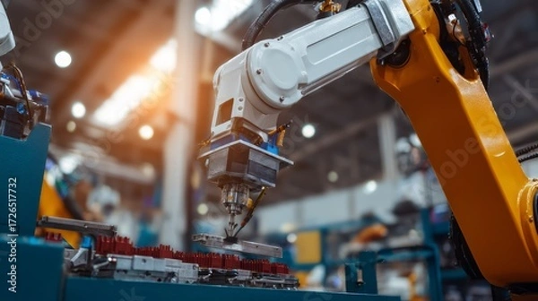 Fototapeta Industrial Robotic Arm Engaged in Precision Manufacturing Process