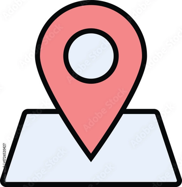 Fototapeta Minimal thin line map vector icon. Simple outline navigation and location symbol for GPS, travel, directions, and geographic concepts. Perfect for apps, websites, user interfaces, infographics